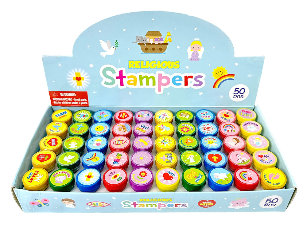 TINYMILLS religious stampers featuring assorted designs for classroom rewards and positive values