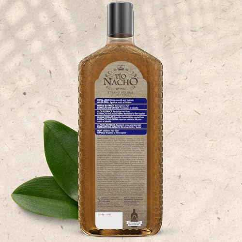 Pouring drops from bottle of Tio Nacho shampoo into hand