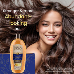 Creamy lather close-up of Tio Nacho shampoo on hair