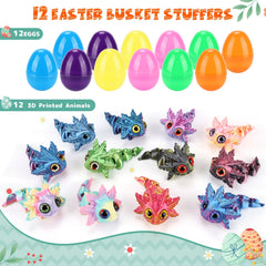 Tiocky colorful Easter eggs with axolotl figures, ideal as surprise gifts.