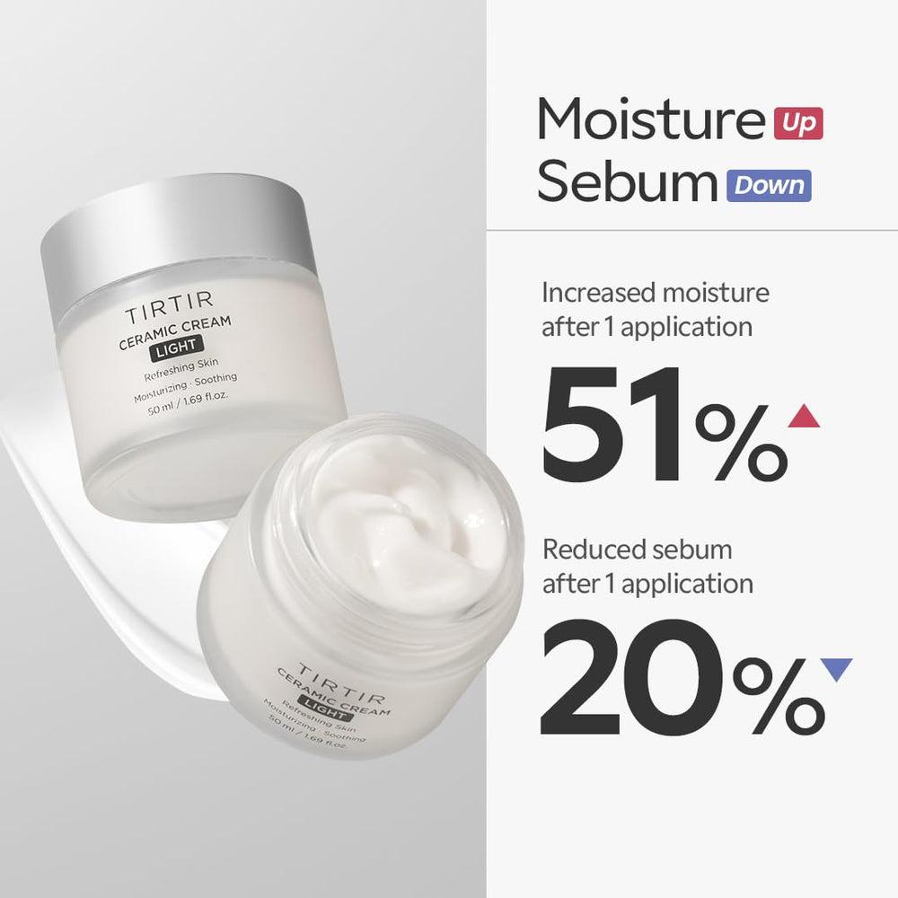 TIRTIR Ceramic Cream Light application on skin for deep moisturization.