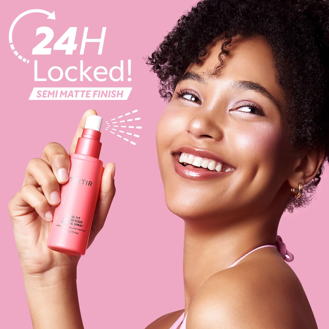 TIRTIR setting spray highlights water resistance and durable makeup protection.