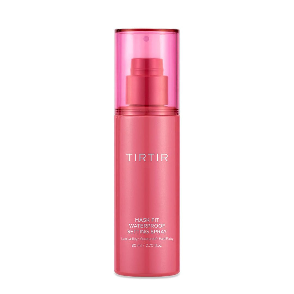 TIRTIR Waterproof Setting Spray bottle shown for 24-hour makeup fix and long wear.