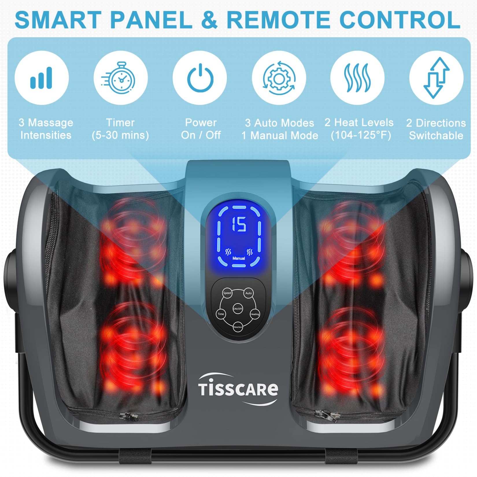 TISSCARE Foot Massager with 360-degree support bar targets calves and ankles