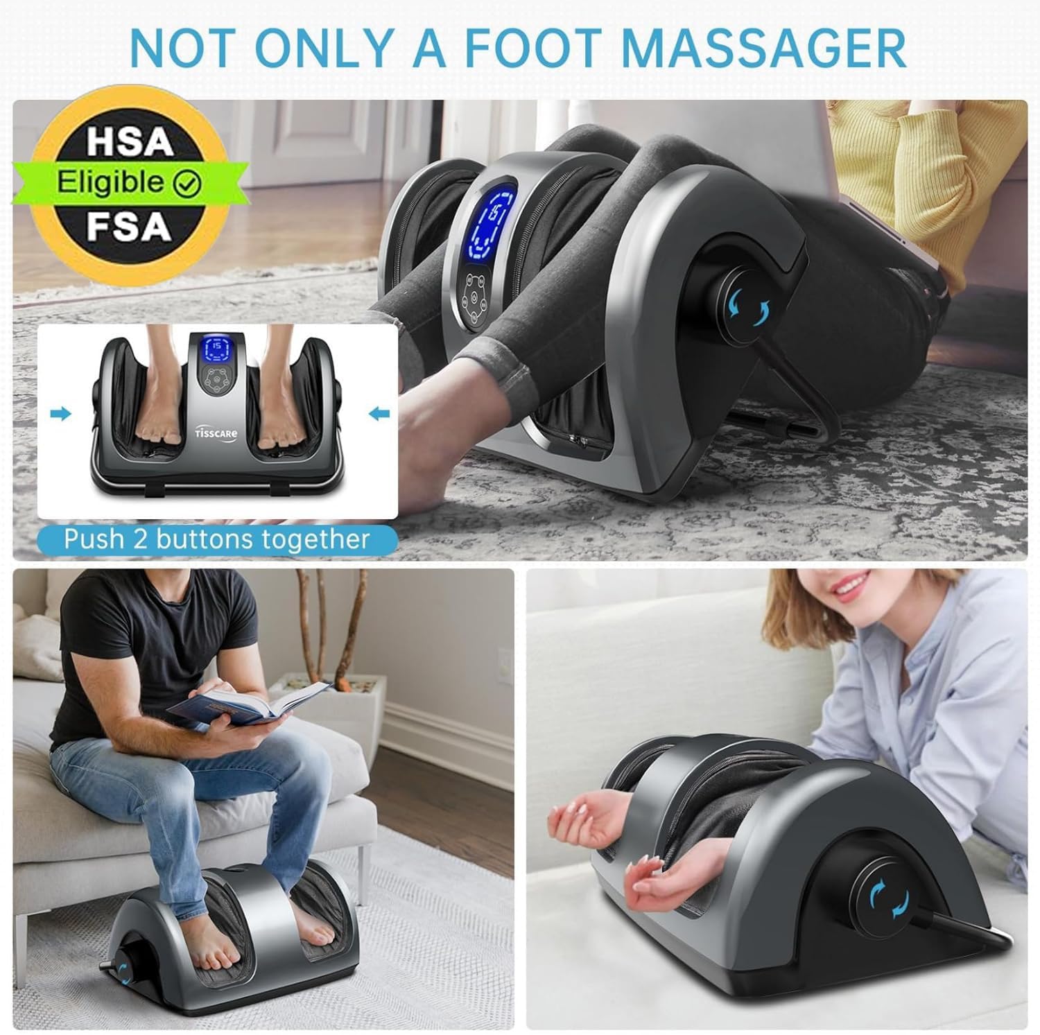 TISSCARE Shiatsu Foot Massager with heat function provides soothing warmth for tired feet