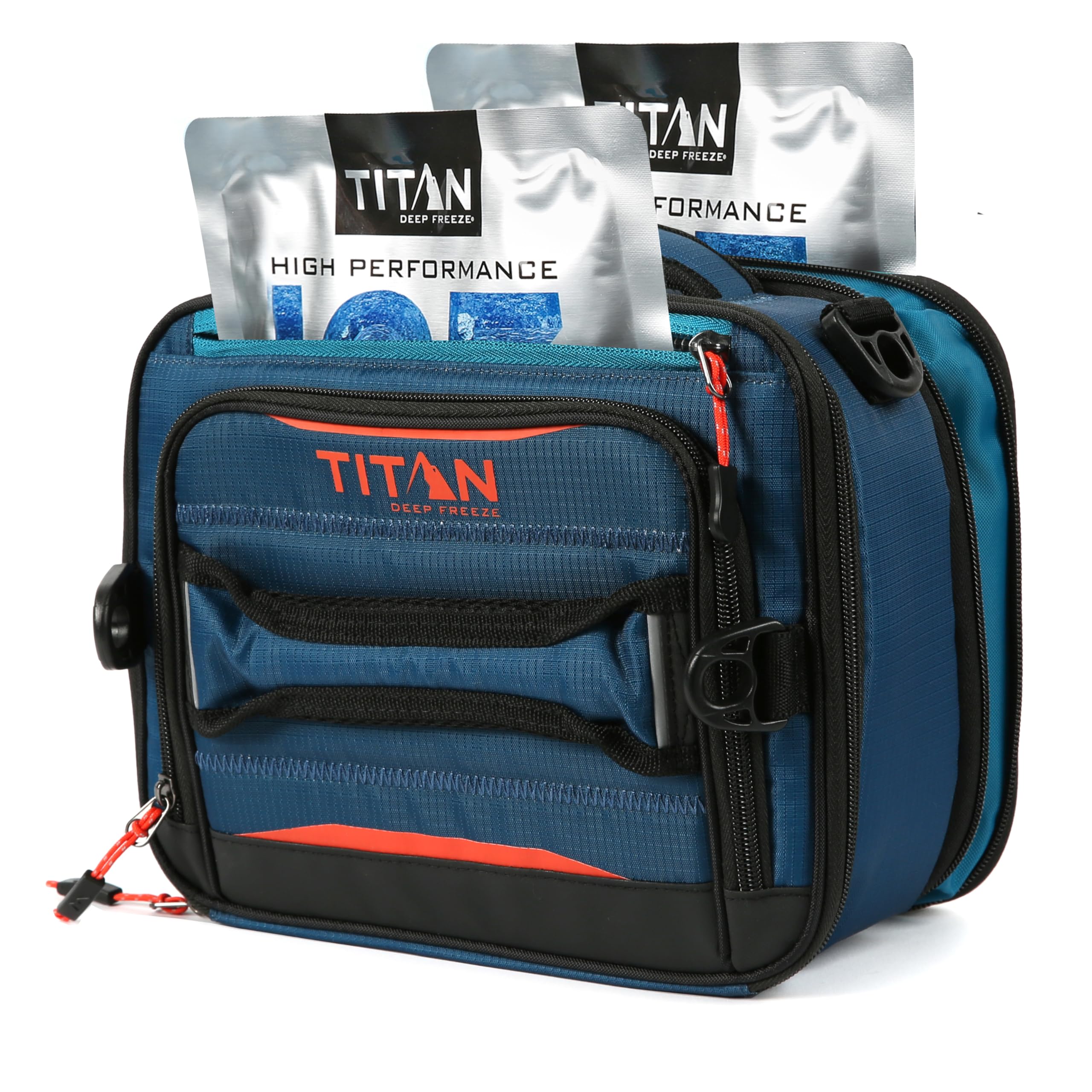 Titan by Arctic Zone blue expandable lunch box closed, ready for on-the-go meals.