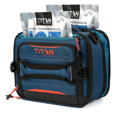 Titan by Arctic Zone blue expandable lunch box closed, ready for on-the-go meals.