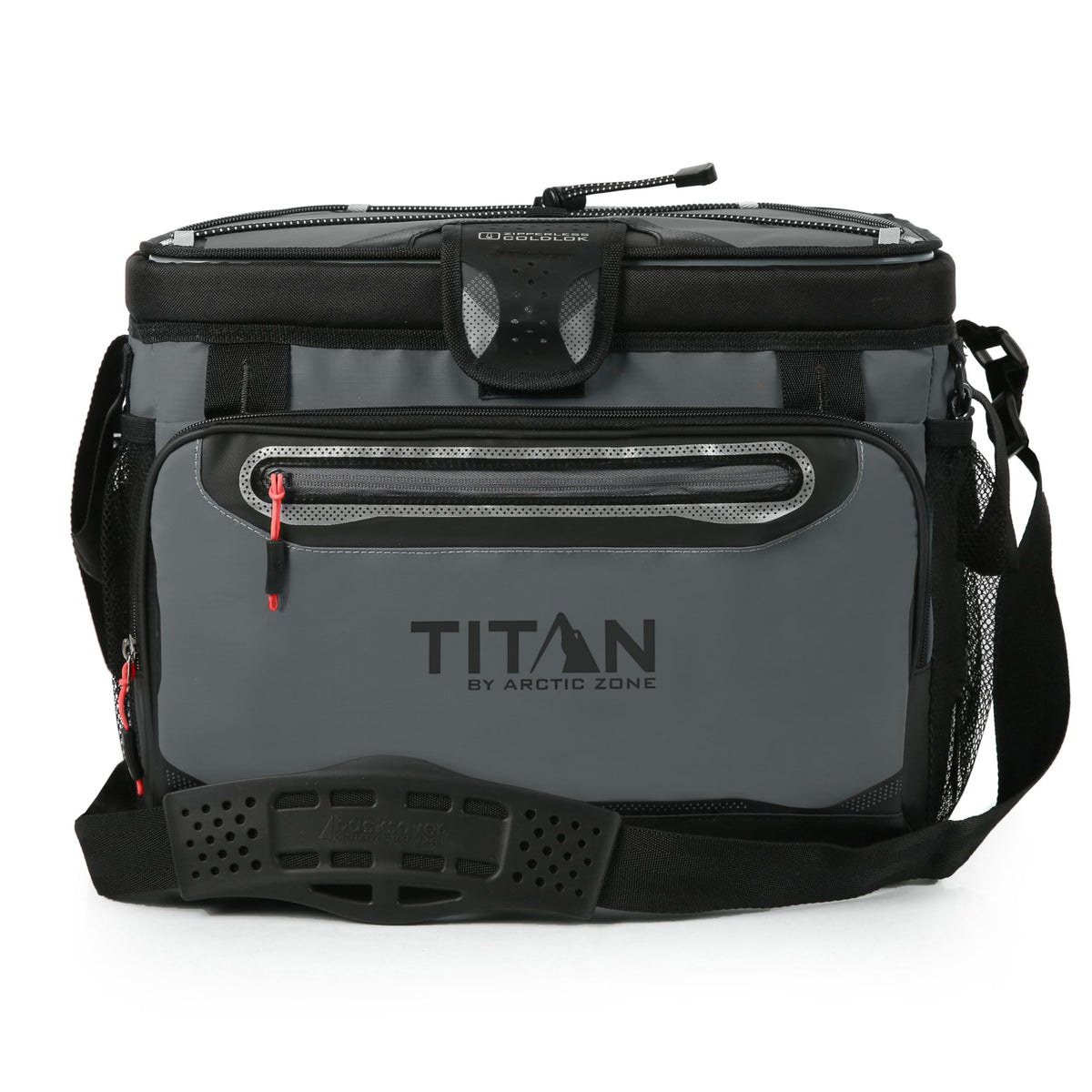 Titan Deep Freeze zipperless lid enables quick access for iced drinks on the beach.