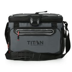 Titan Deep Freeze zipperless lid enables quick access for iced drinks on the beach.