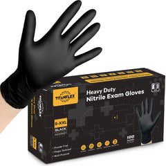 TitanFlex 6-mil black nitrile gloves with textured fingers for improved grip.