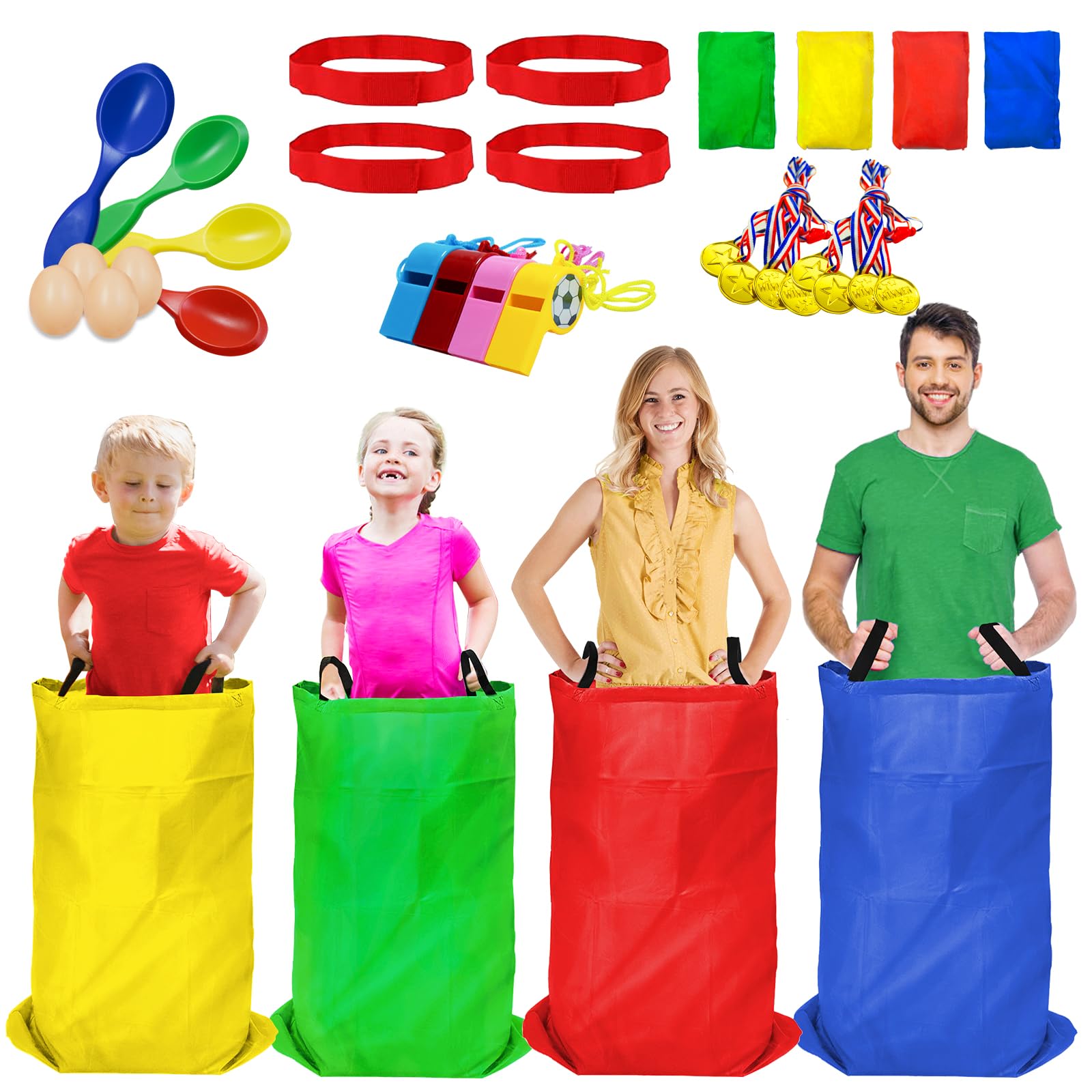 titgipe potato sack race bags in action, ideal for backyard fun