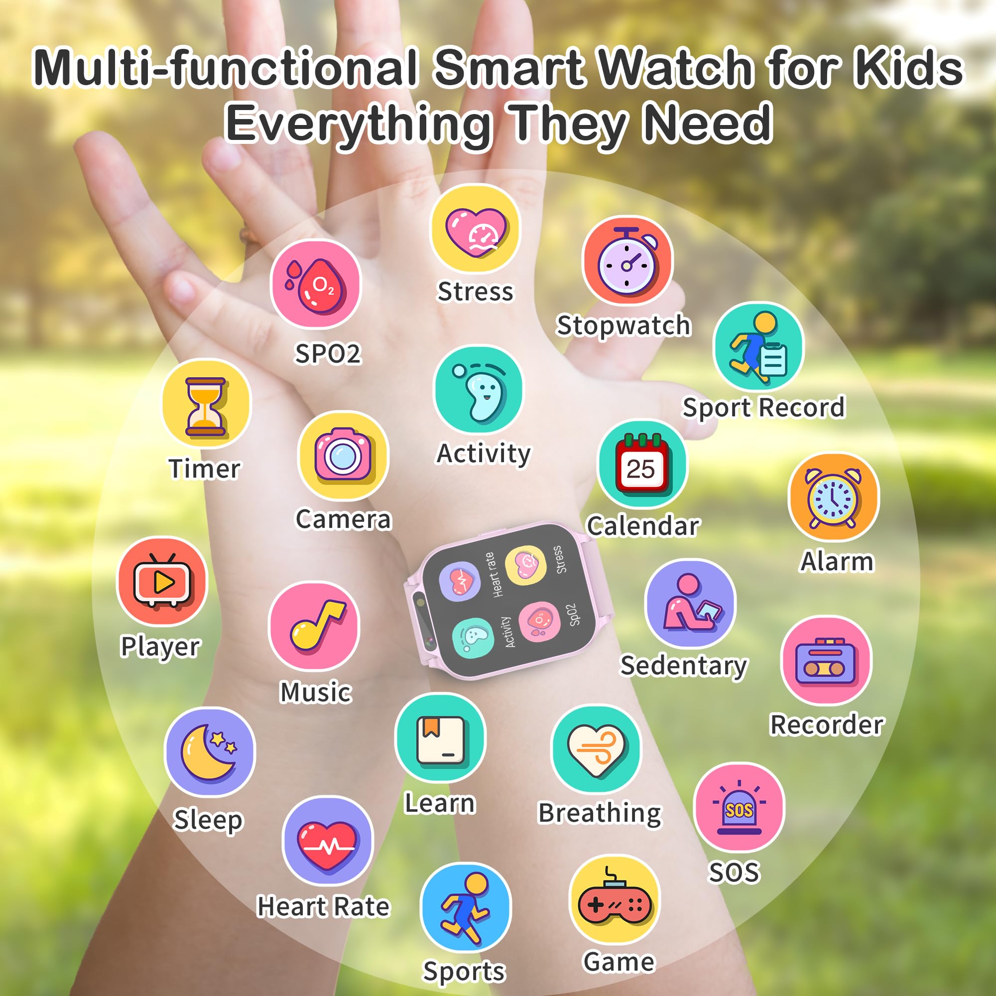 Tixpc Kids Watch HD touch screen for easy kid-friendly navigation.