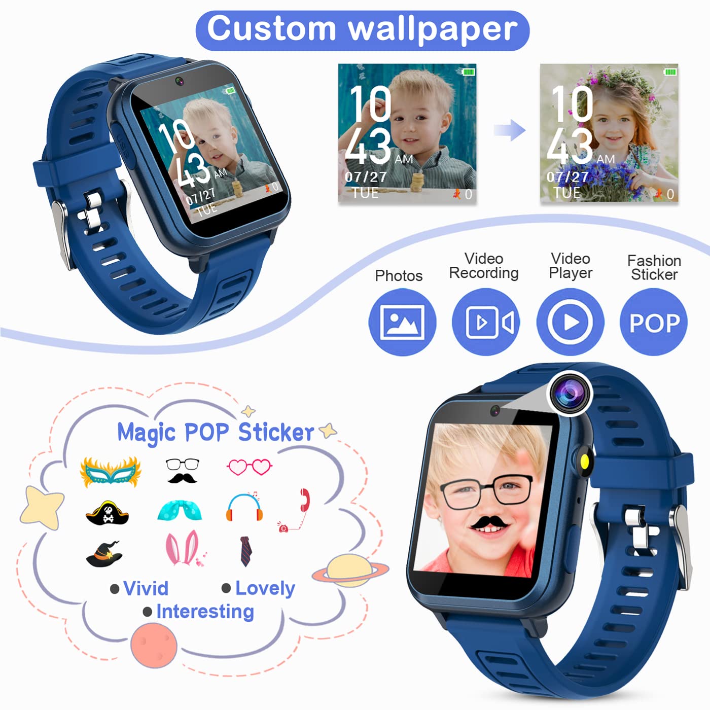 Tixpc Kids Smart Watch wrist-worn image highlights durable strap for active children