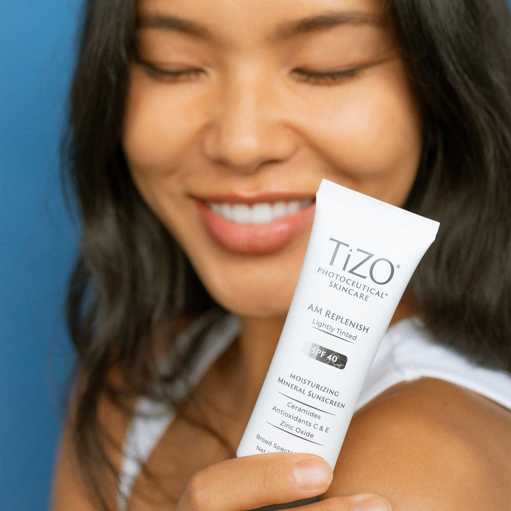 Light tint on skin with natural finish from TIZO AM Replenish SPF 40