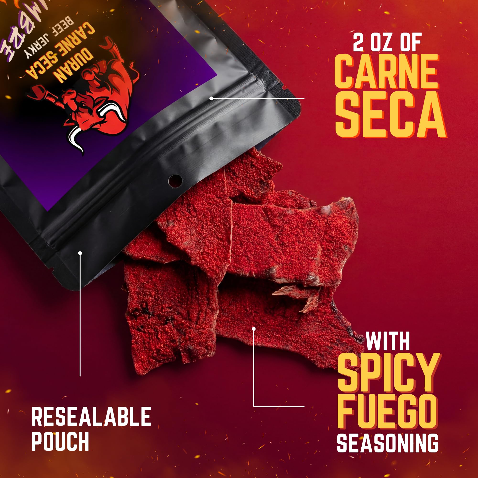 Tizon Lumbre Carne Seca seasoned with spicy chili for bold flavor.