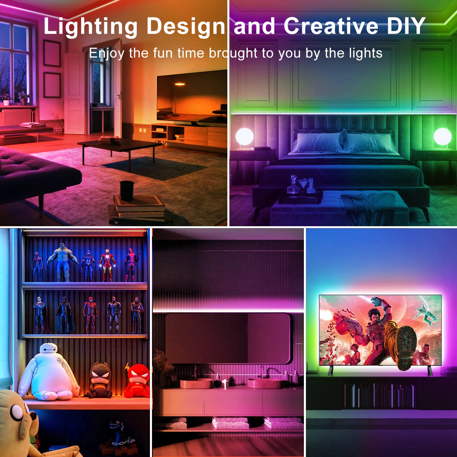 TJOY LED Lights adhesive-backed installation for secure mounting.