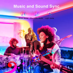 TJOY LED Lights music sync mode matches colors to music.