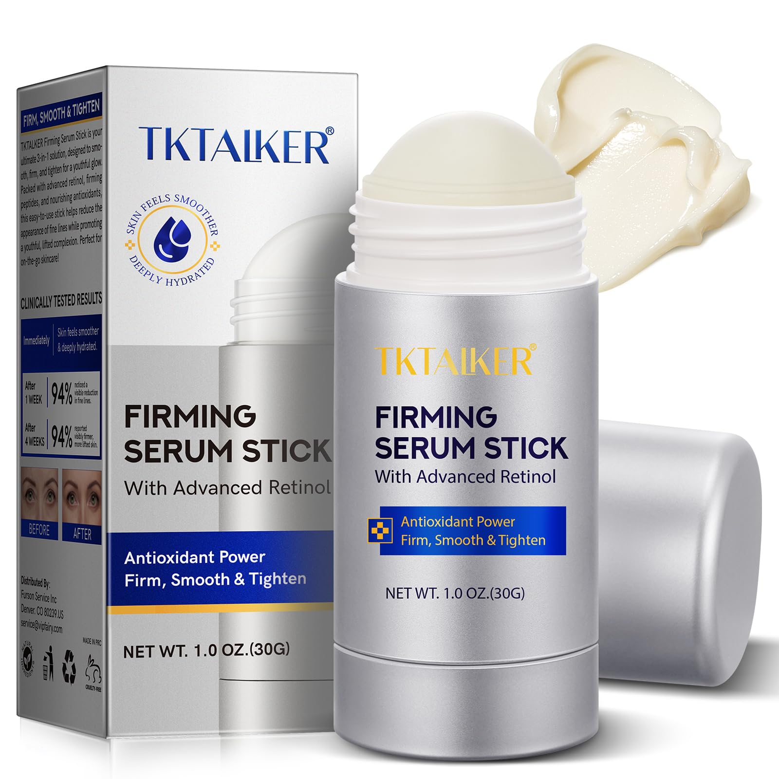 TKTALKER Advanced Retinol Stick packaging for mess-free daily use.