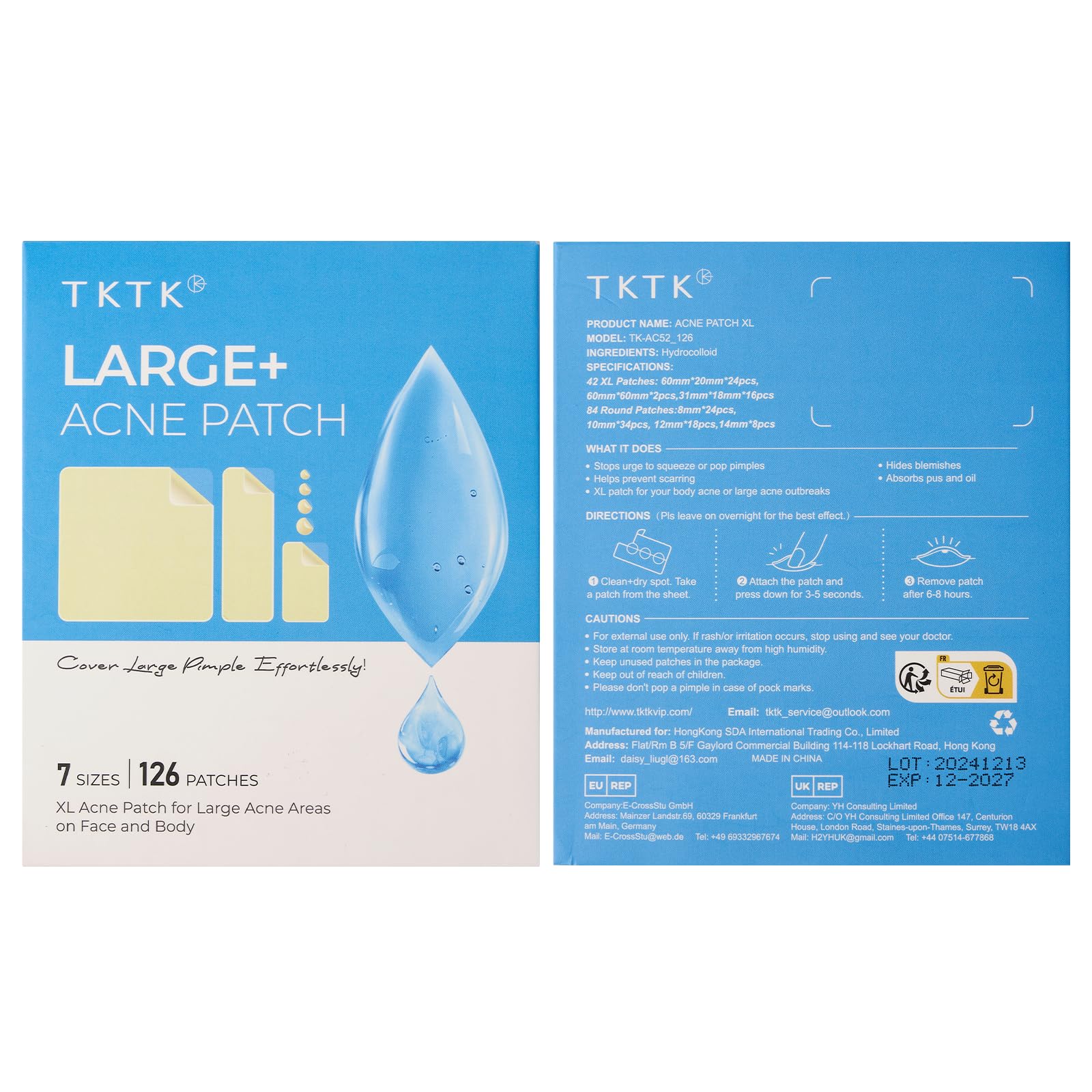 TKTK XL back-chest-forehead patch eases treatment of large breakouts