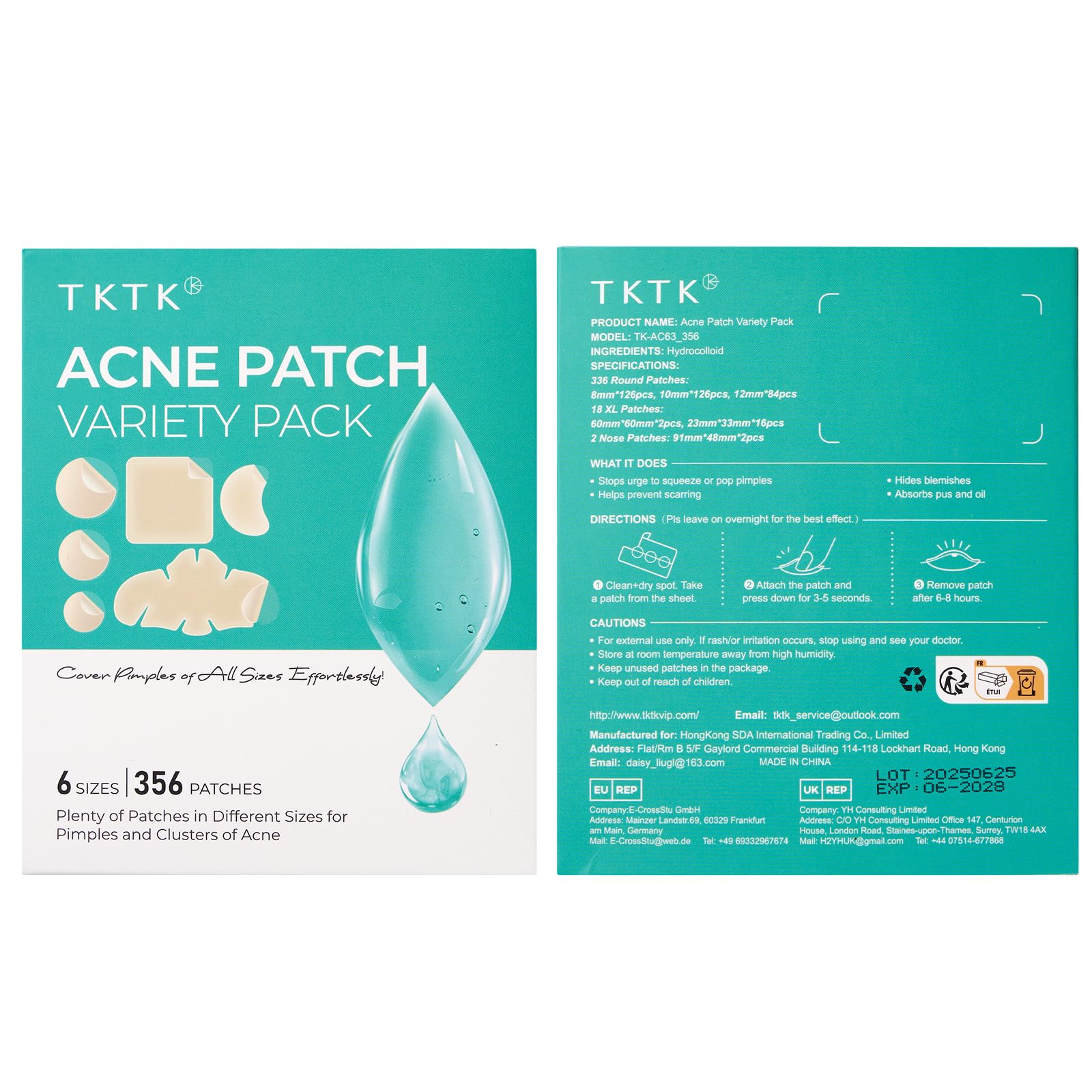 TKTK Pimple Patches are easily removable and individually packaged