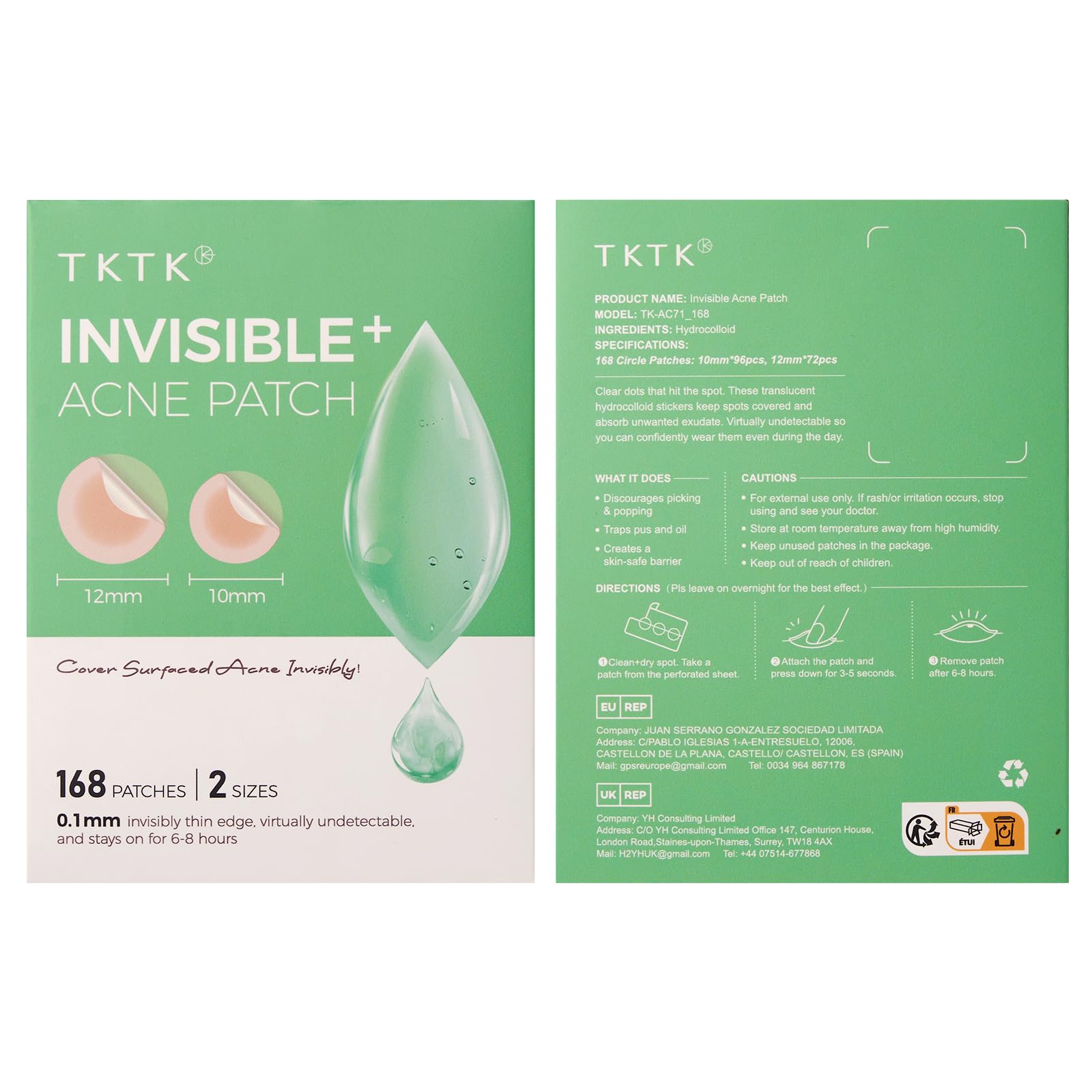 TKTK Pimple Patches suitable under makeup for discreet coverage.