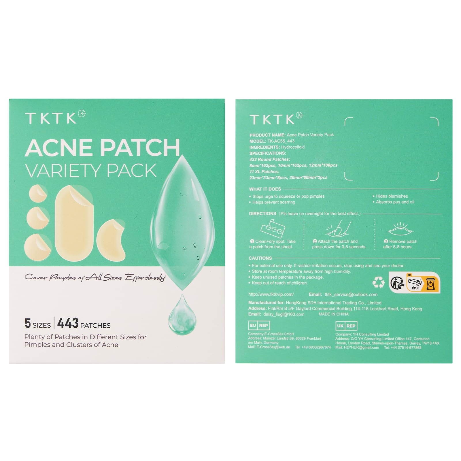 TKTK skin types friendly acne patches suitable for all skin types.