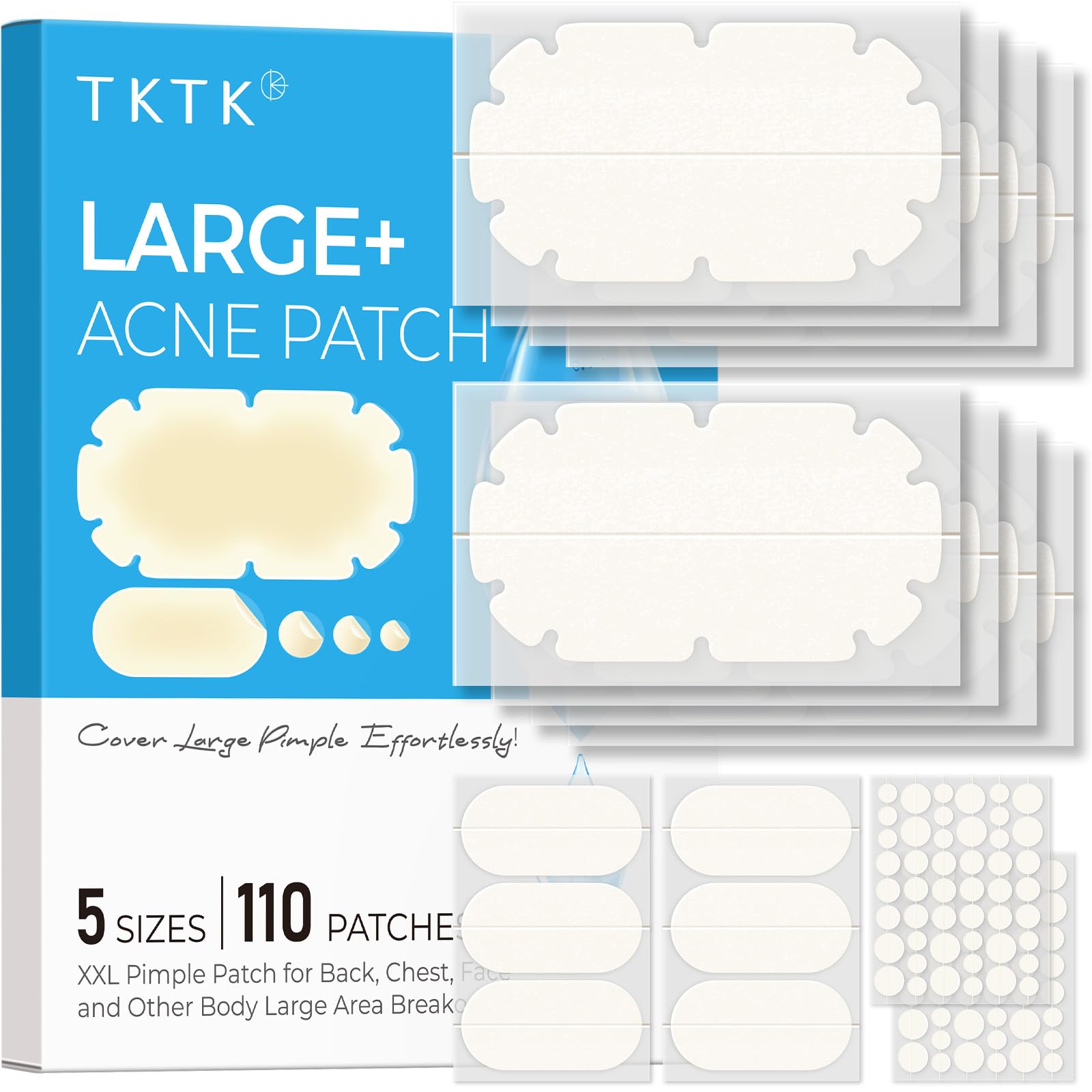 TKTK XXL body patches in a pack for large body acne coverage