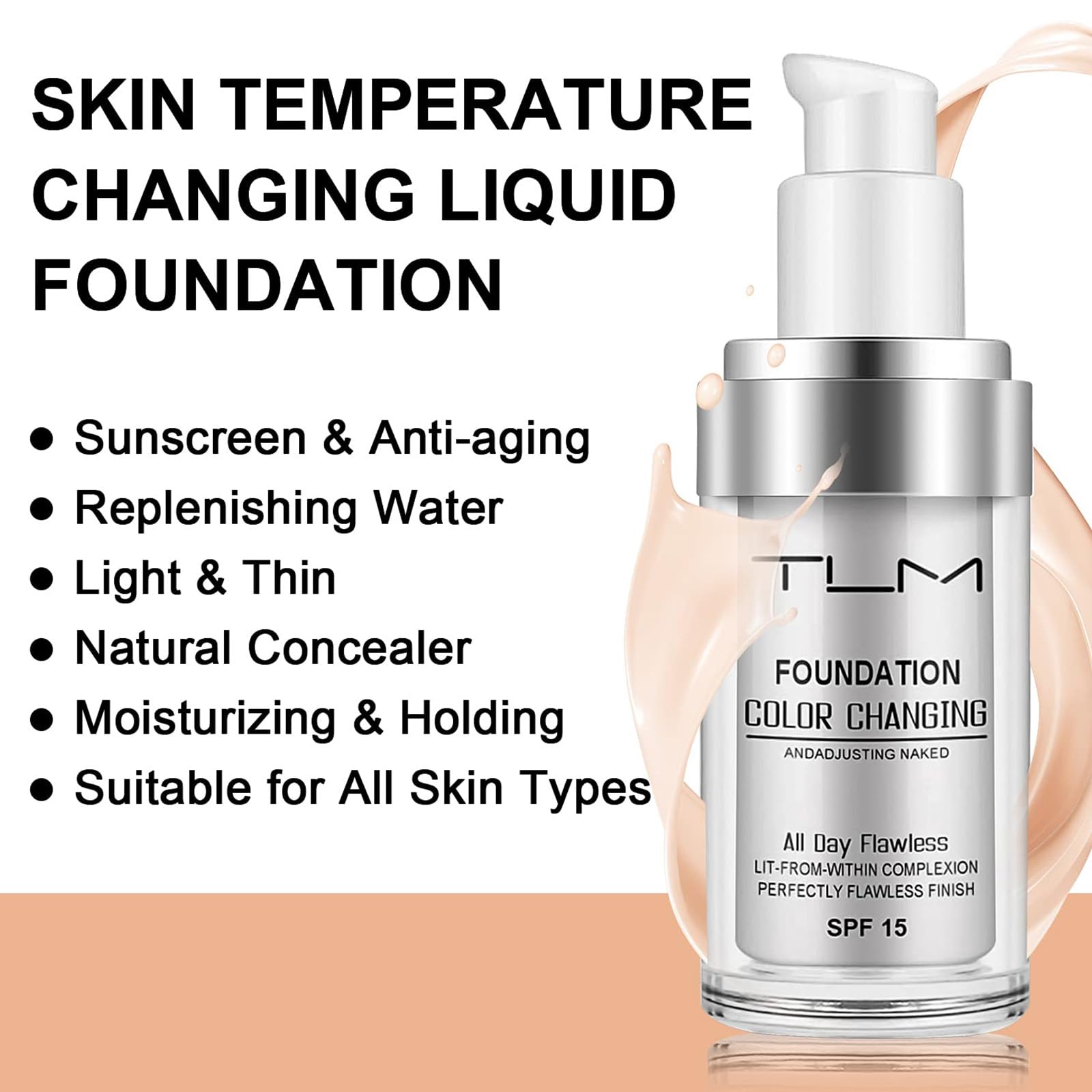 TLM self-adjusting foundation swirl demonstrates seamless blend and natural match.