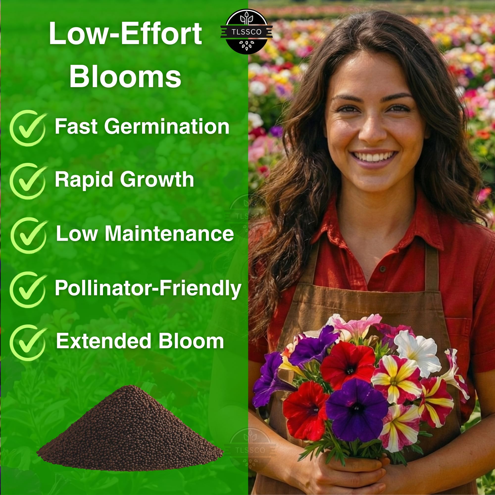 TLSSCO Petunia Seeds indoor and outdoor garden use for versatile planting.