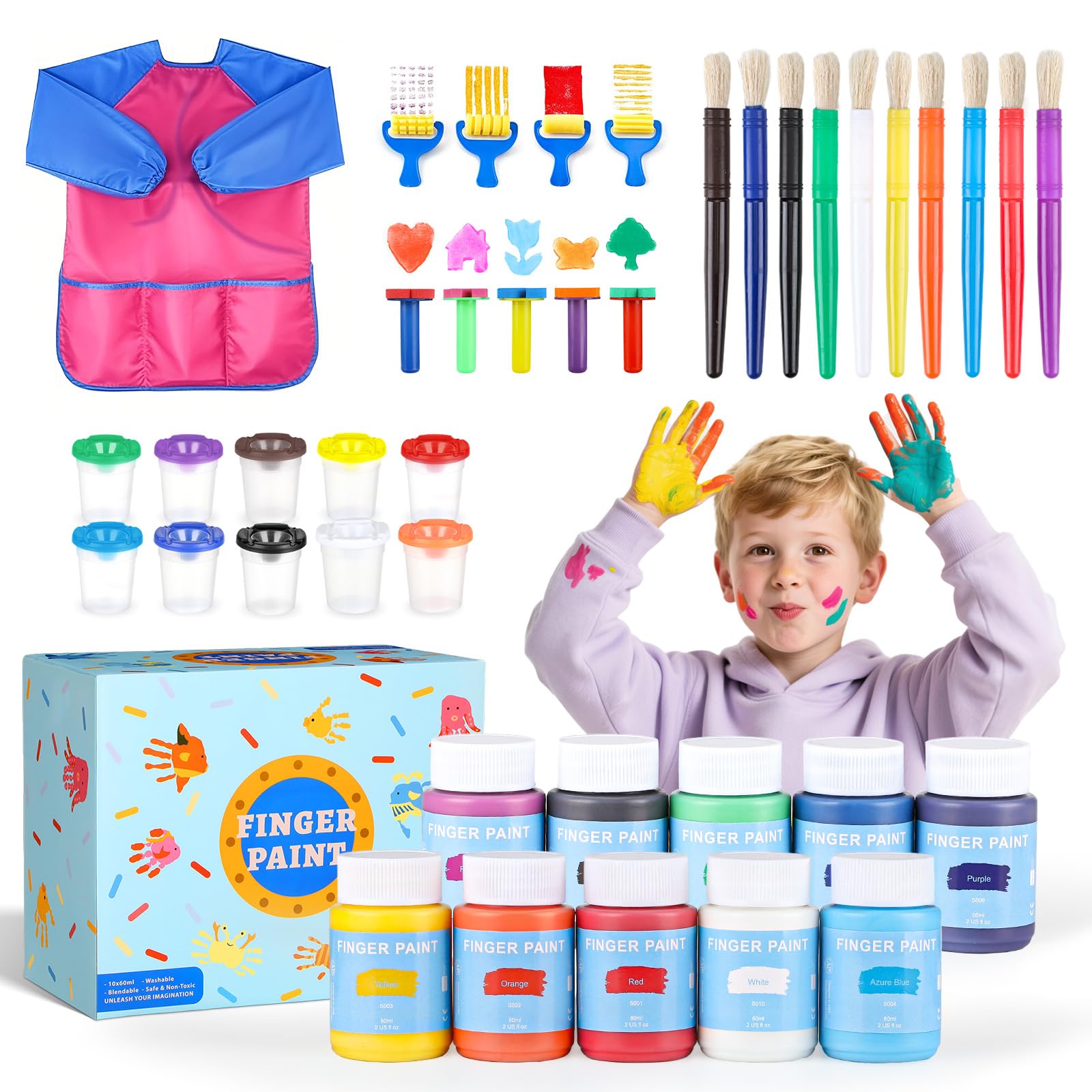 TMOL Washable Paint Kit with 10 colors for mess-free toddler art sessions