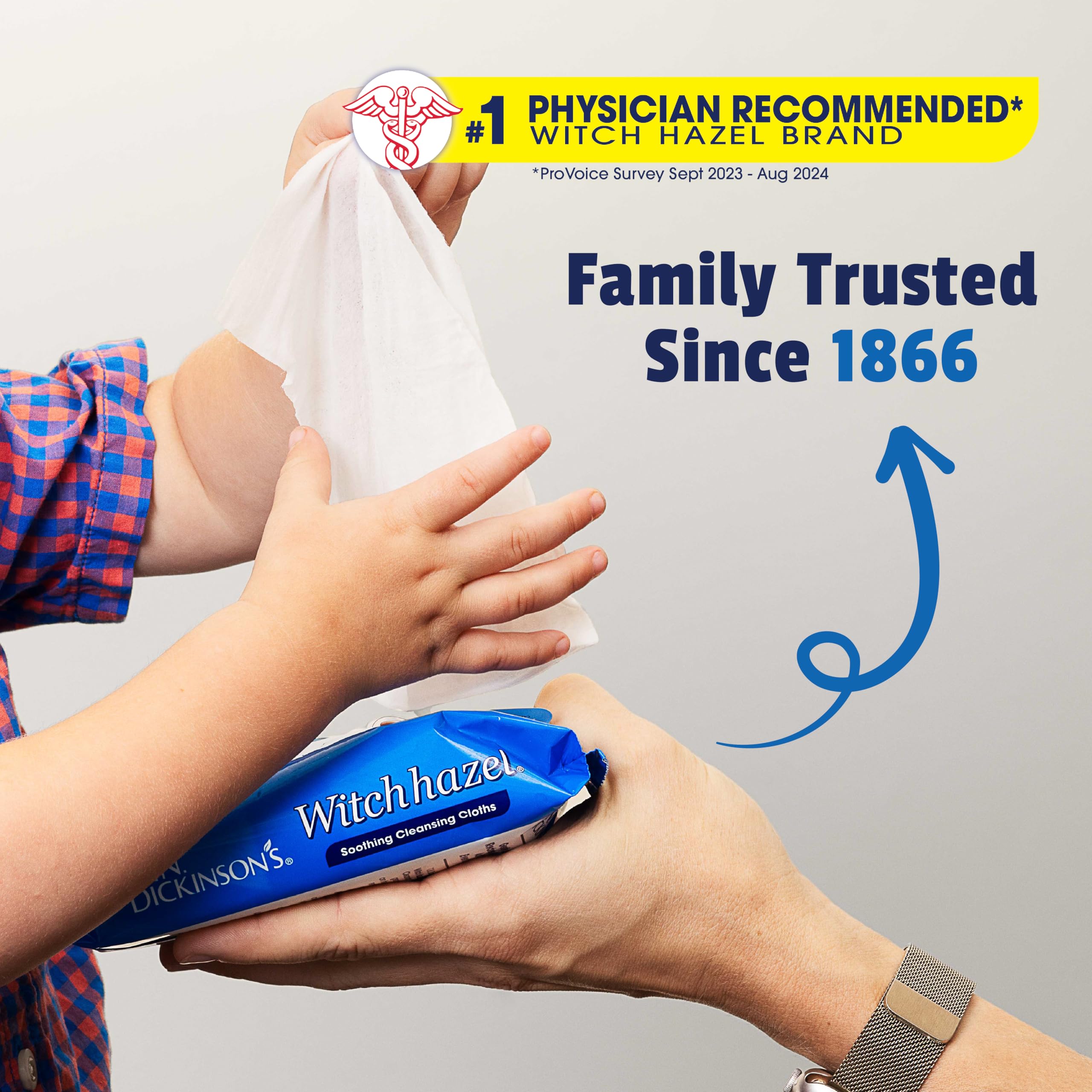 Dermatologist-tested Witch Hazel cleansing cloth from T.N. Dickinson's.