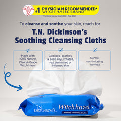 Makeup removal and oil balance with T.N. Dickinson's Witch Hazel cloth.
