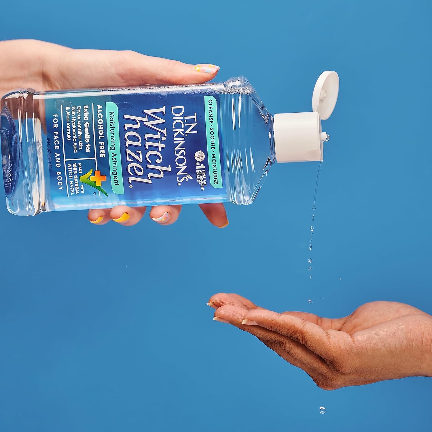 Clinical-grade witch hazel purity featured on the bottle.