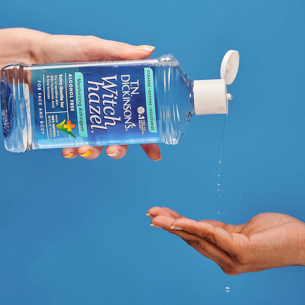 Clinical-grade witch hazel purity featured on the bottle.