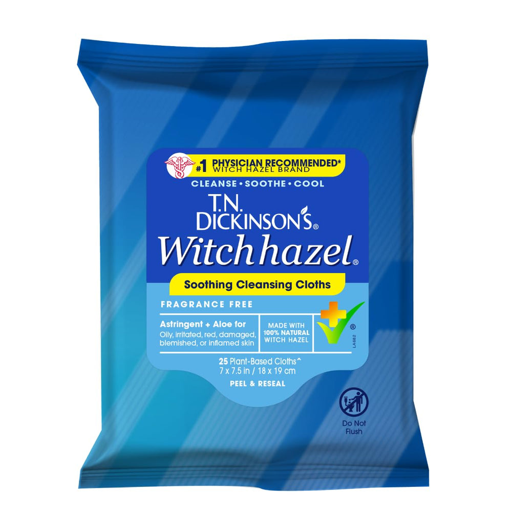 T.N. Dickinson's Witch Hazel Cloths pack for on-the-go cleansing and refreshing skin.