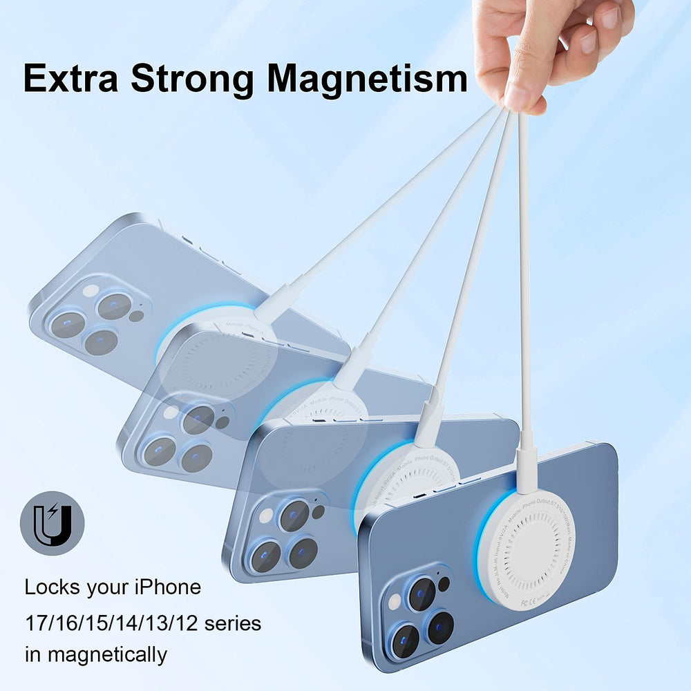 TNDAJI MagSafe Charger Two-Pack ports and cables simplify setup.