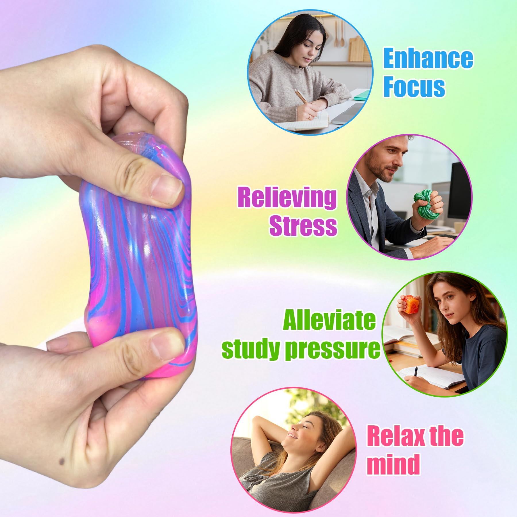 tngtswwcv 4-pack stress ball purple, quiet rustle helps calm concentration.