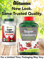 TNVitamins Cranberry Pills label shows non-GMO and gluten-free status.
