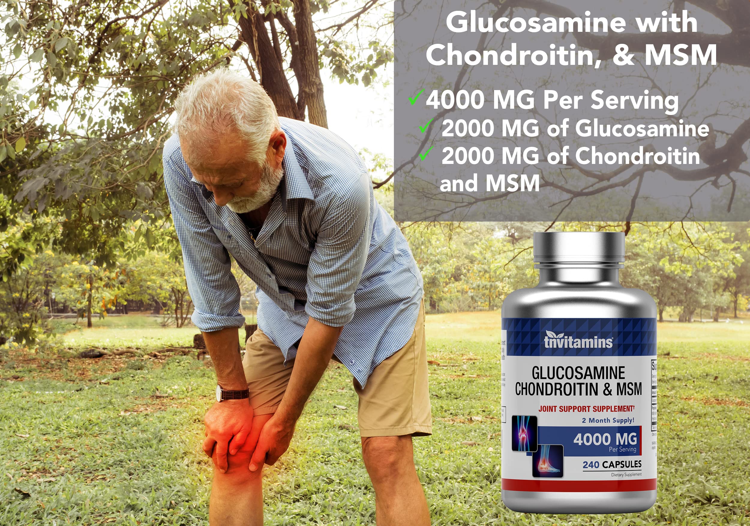 tnvitamins glucosamine chondroitin msm capsules day pack for mobility
