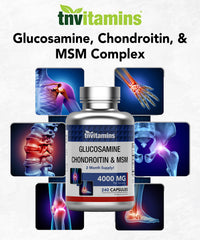 interior view of tnvitamins glucosamine chondroitin msm capsules with label details