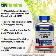 packaging of tnvitamins glucosamine chondroitin msm capsules highlighting USA-made quality