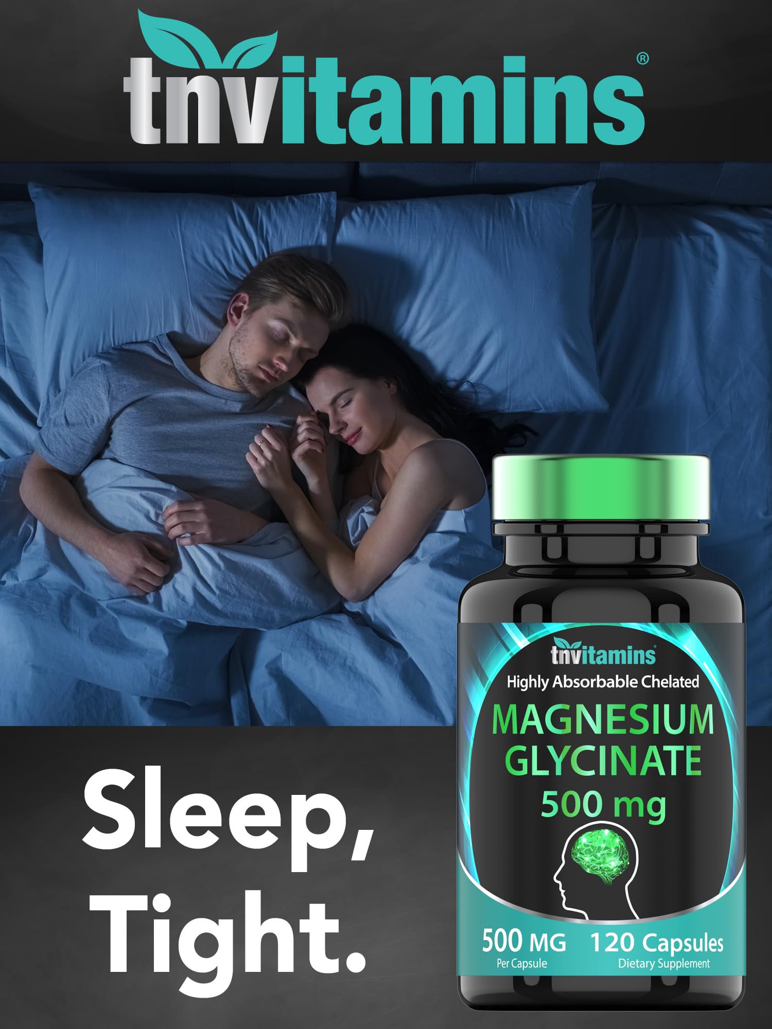 TNVitamins Magnesium Glycinate glass of water illustrates easy daily intake ritual.