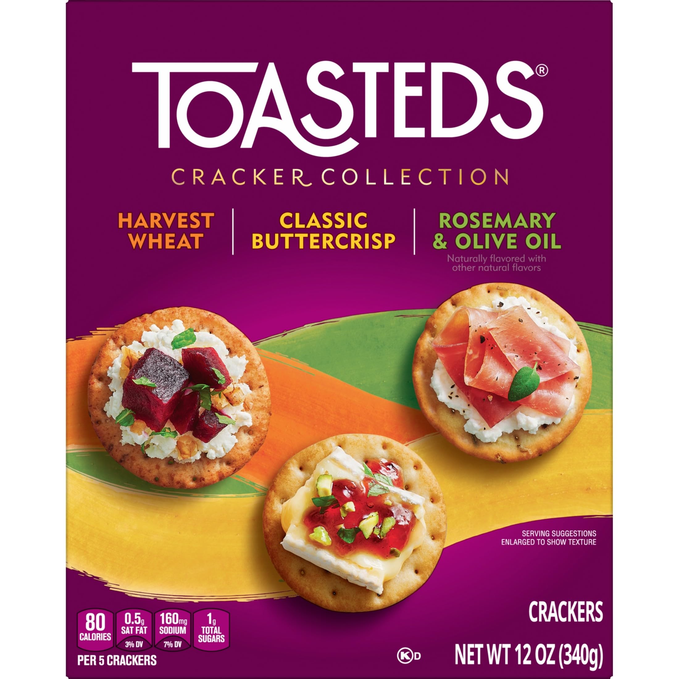 Toasteds crackers showing natural colors from ingredients.