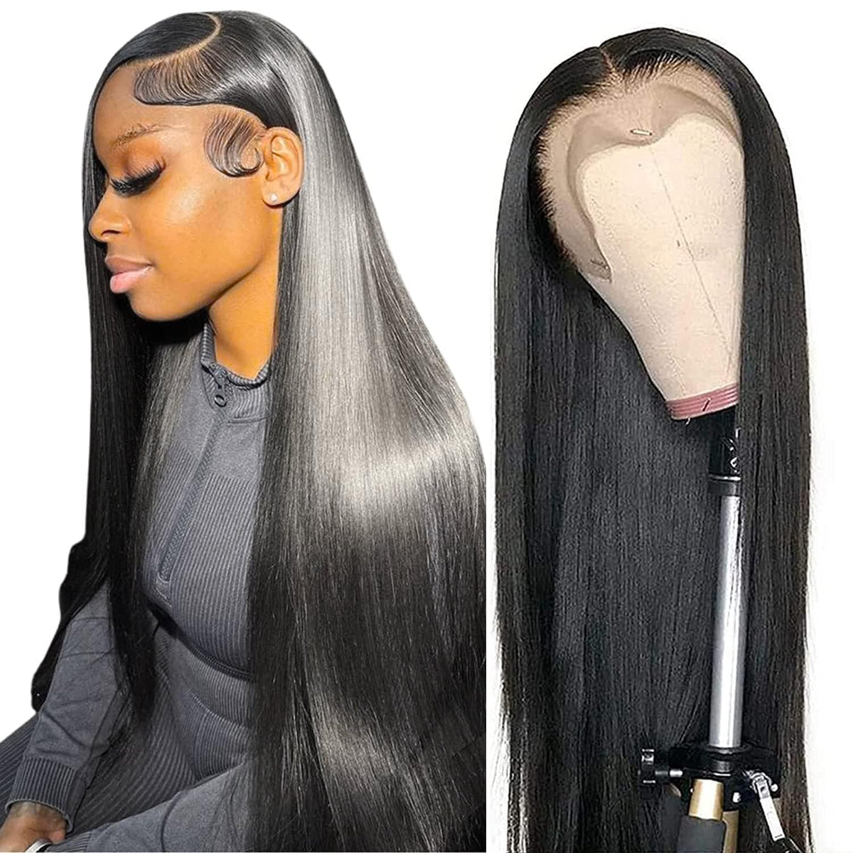 tobasew 13x6 straight lace front wig with natural hairline for seamless parting.