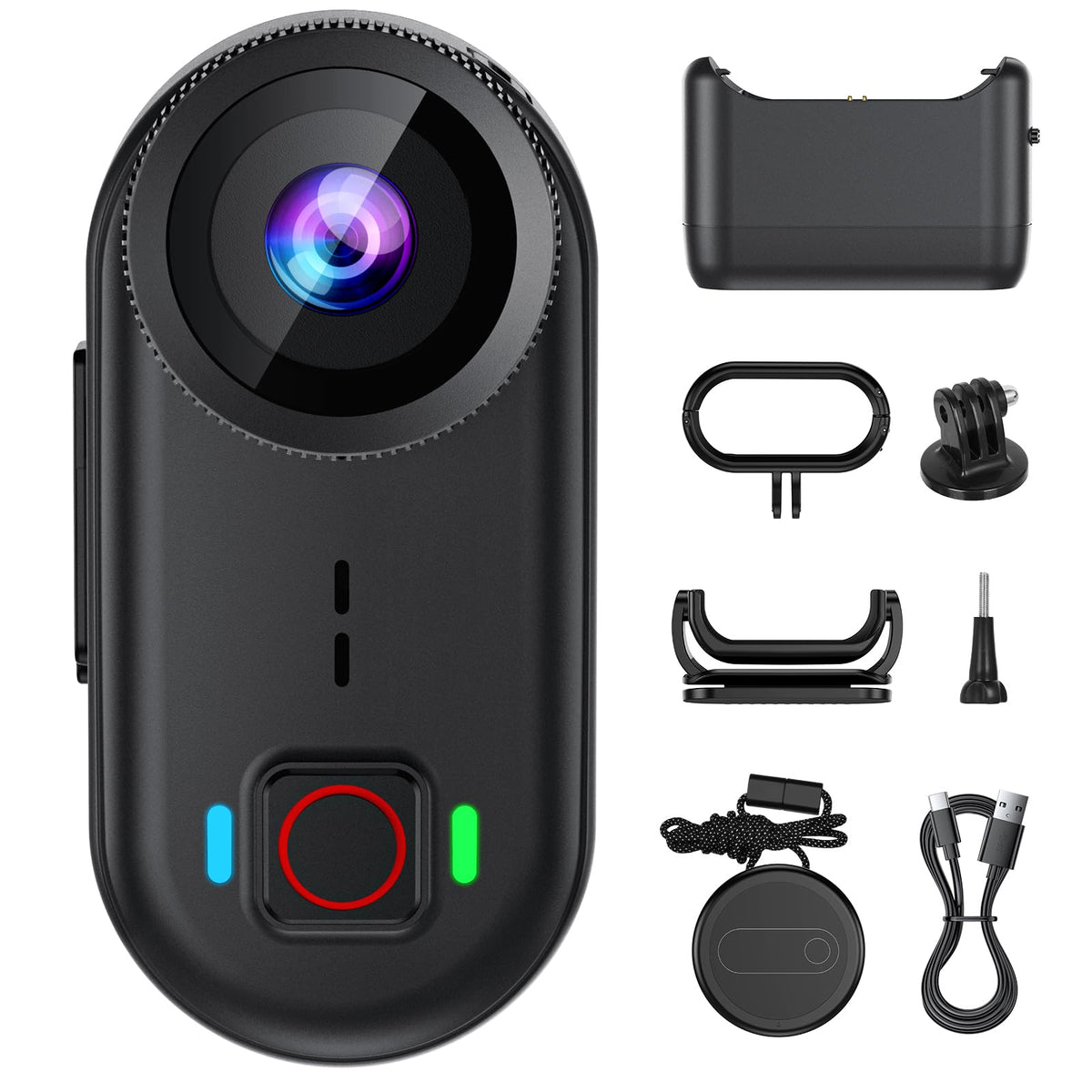 toberto 4K thumb camera on chest mount for hands-free cycling footage