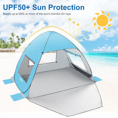 TOBTOS UPF 50+ sun shelter shields family from sun exposure