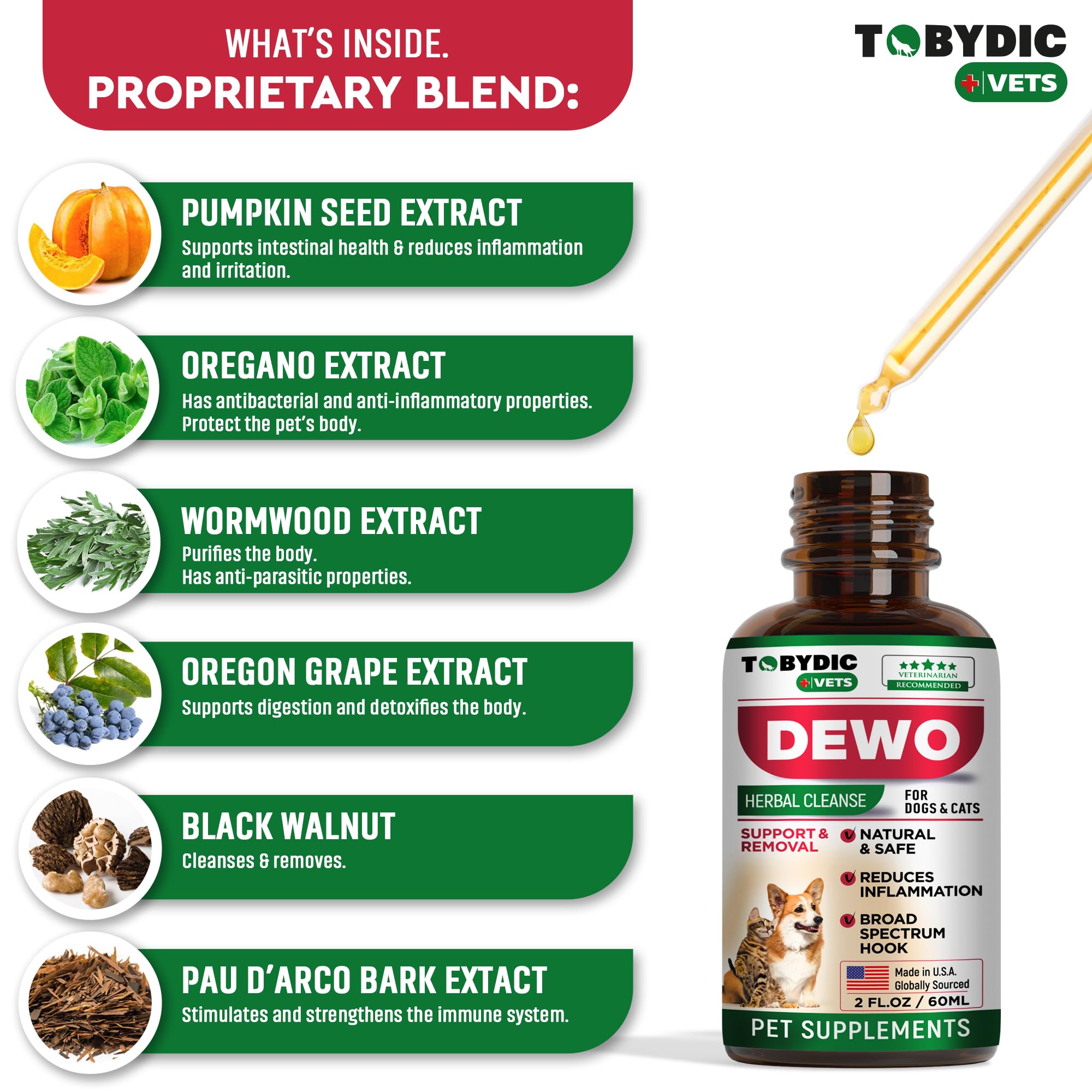 TOBYDIC ingrédients herbes naturelles offrant une solution douce pour l'appareil digestif.