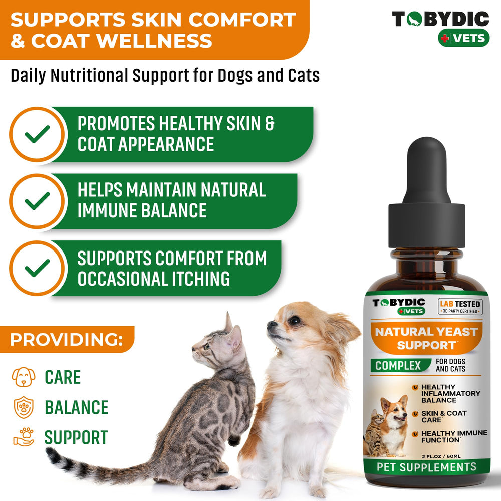 TOBYDIC yeast relief drops label closeup highlights natural herbal formula