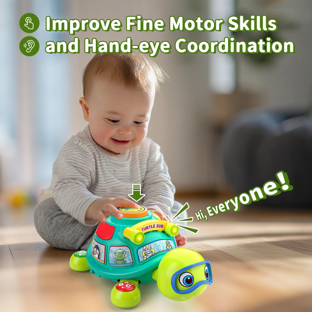 ToddlerCley Musical Turtle bilingual English-Spanish mode supports learning