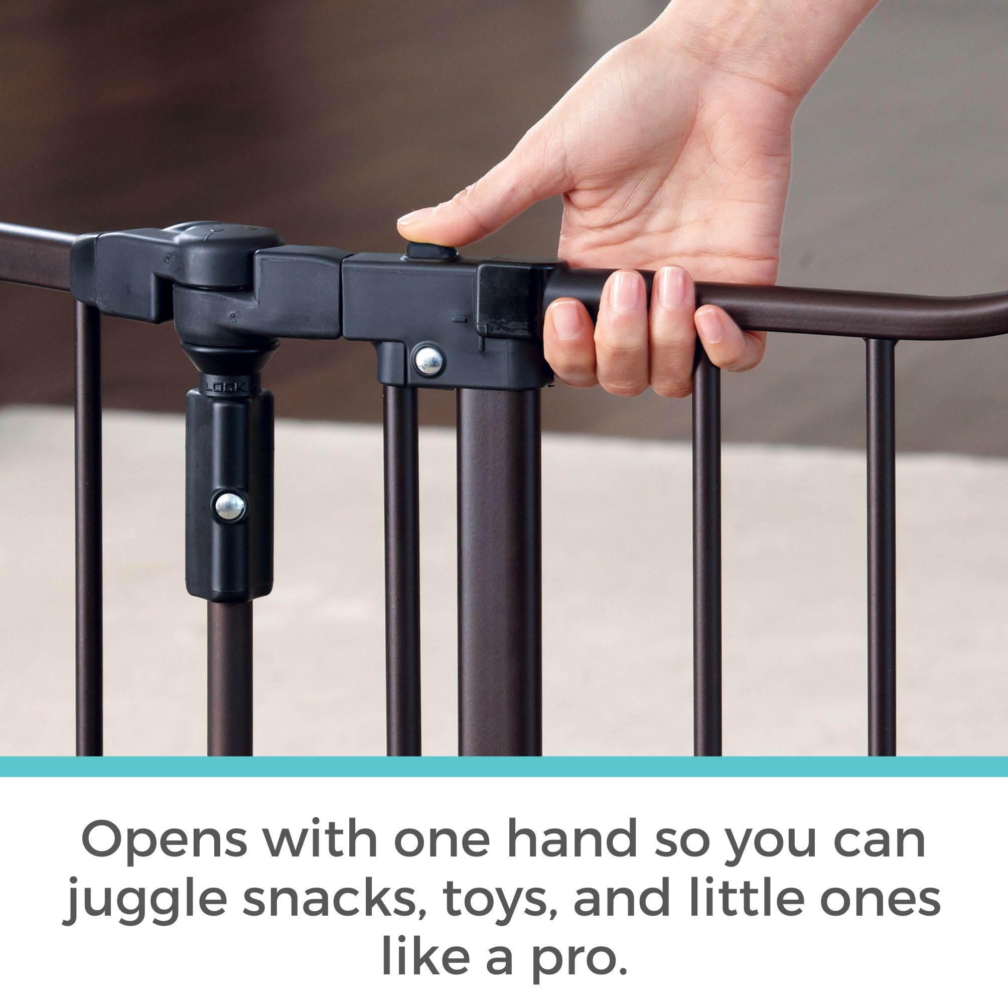 Toddleroo gate stands 30 inches tall for reliable doorway coverage.